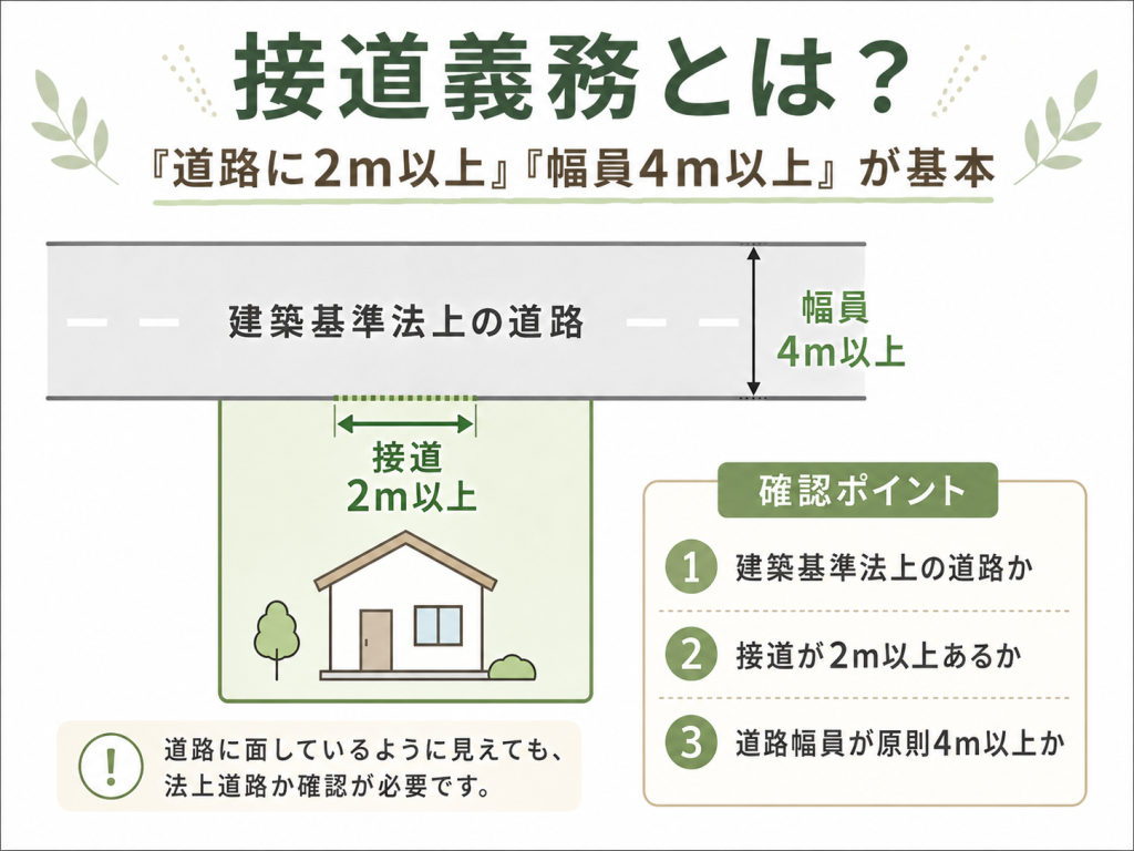 土地売却前に確認したい接道2m以上と道路幅員4m以上の基本図