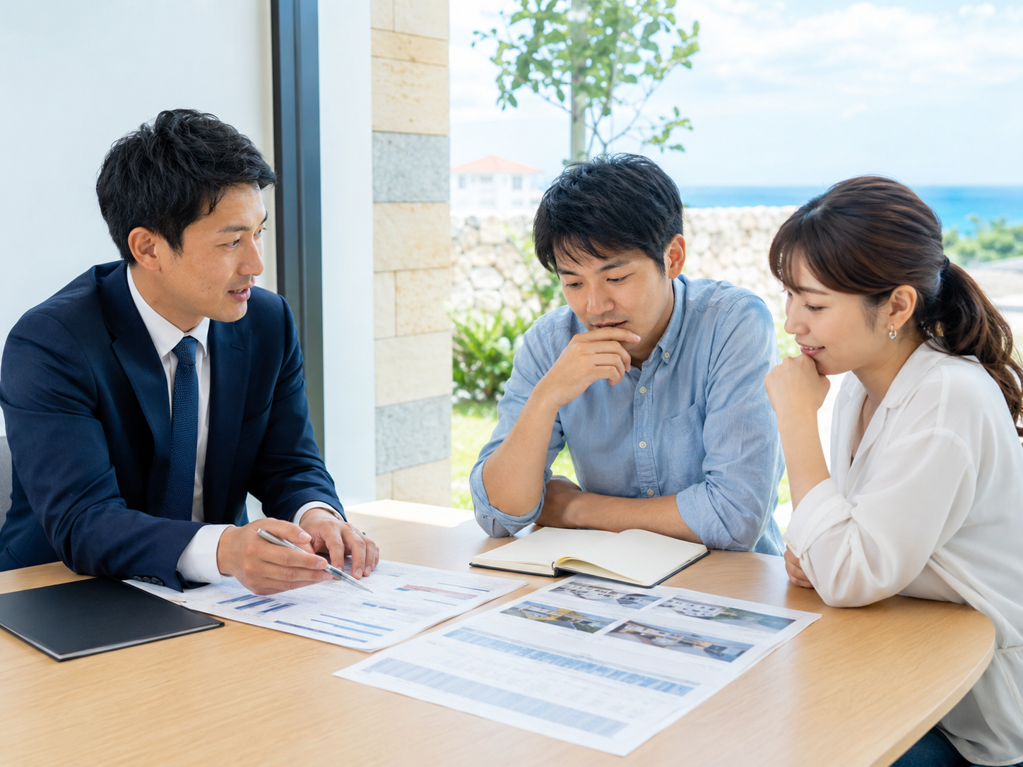 沖縄市・うるま市で不動産購入の資金計画を相談する様子